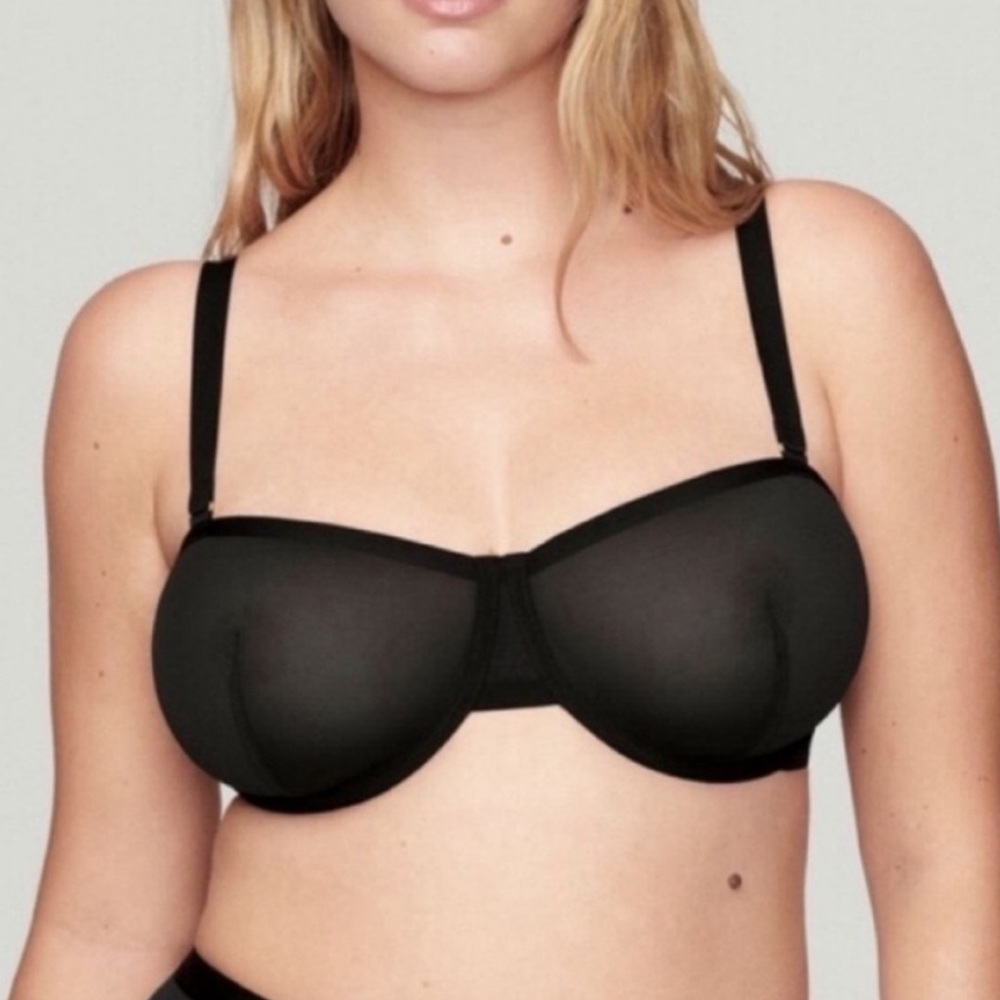 Cuup The Balconette Mesh Bra in Black SZ 30F NWOT